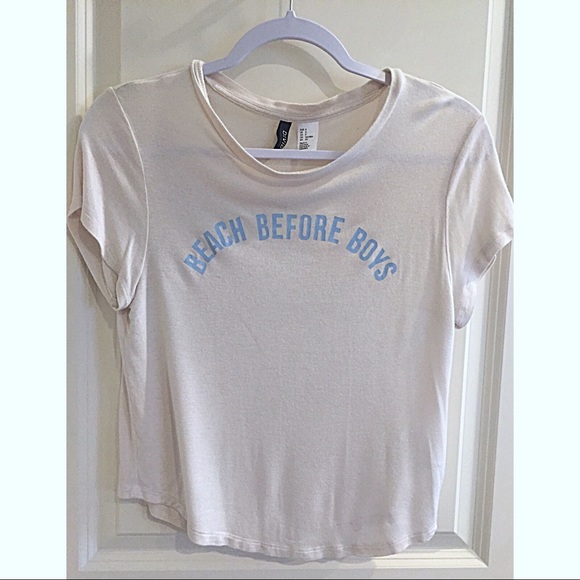 H&M Divided T-shirt, Pink with Blue quote, Small - Picture 1 of 3
